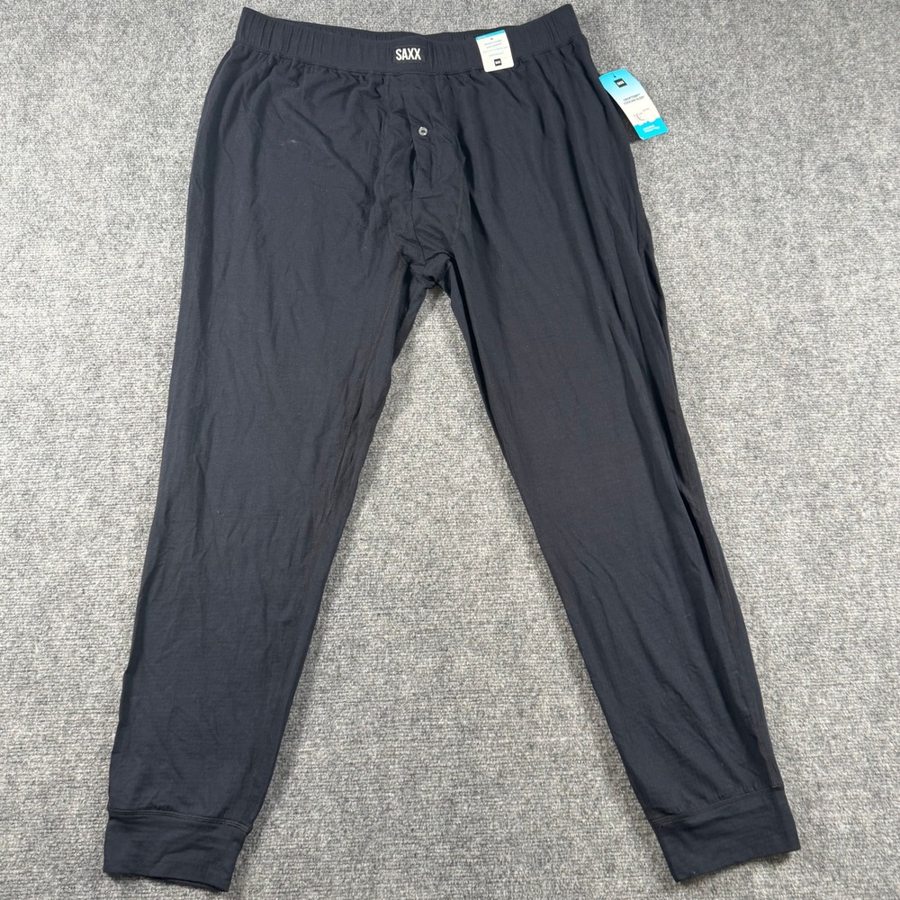 Saxx Sleep Pants Mens XL Black DropTemp Cooling BallPark Pouch Joggers NWT